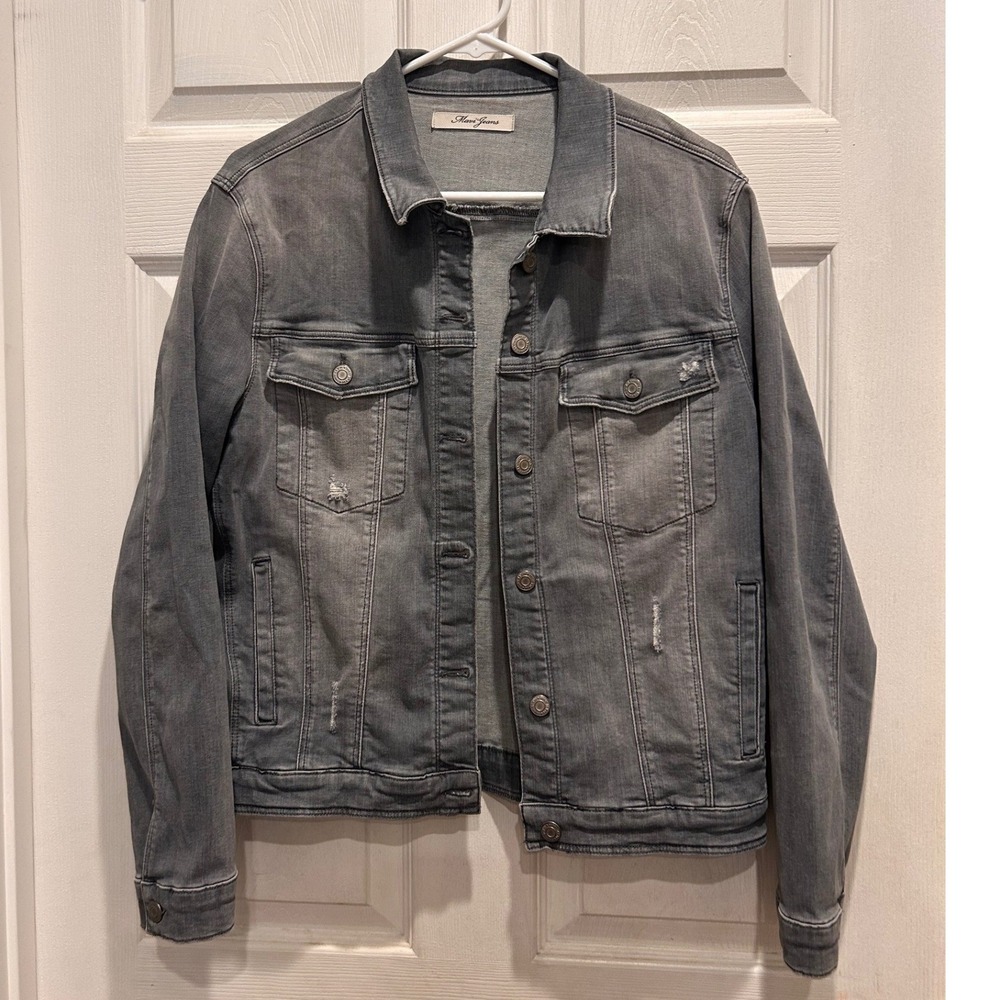 Mavi Jeans‎ Samantha Gray Distressed Denim Jacket Womens Large Cotton Stretch L